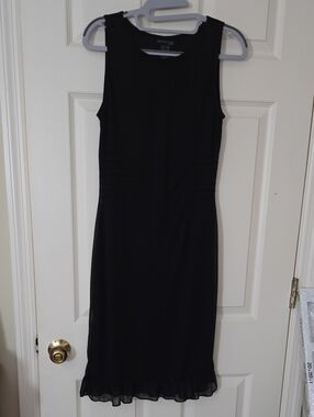 Kenneth Cole New York Black Sleeveless Midi Dress with Pintuck Detail